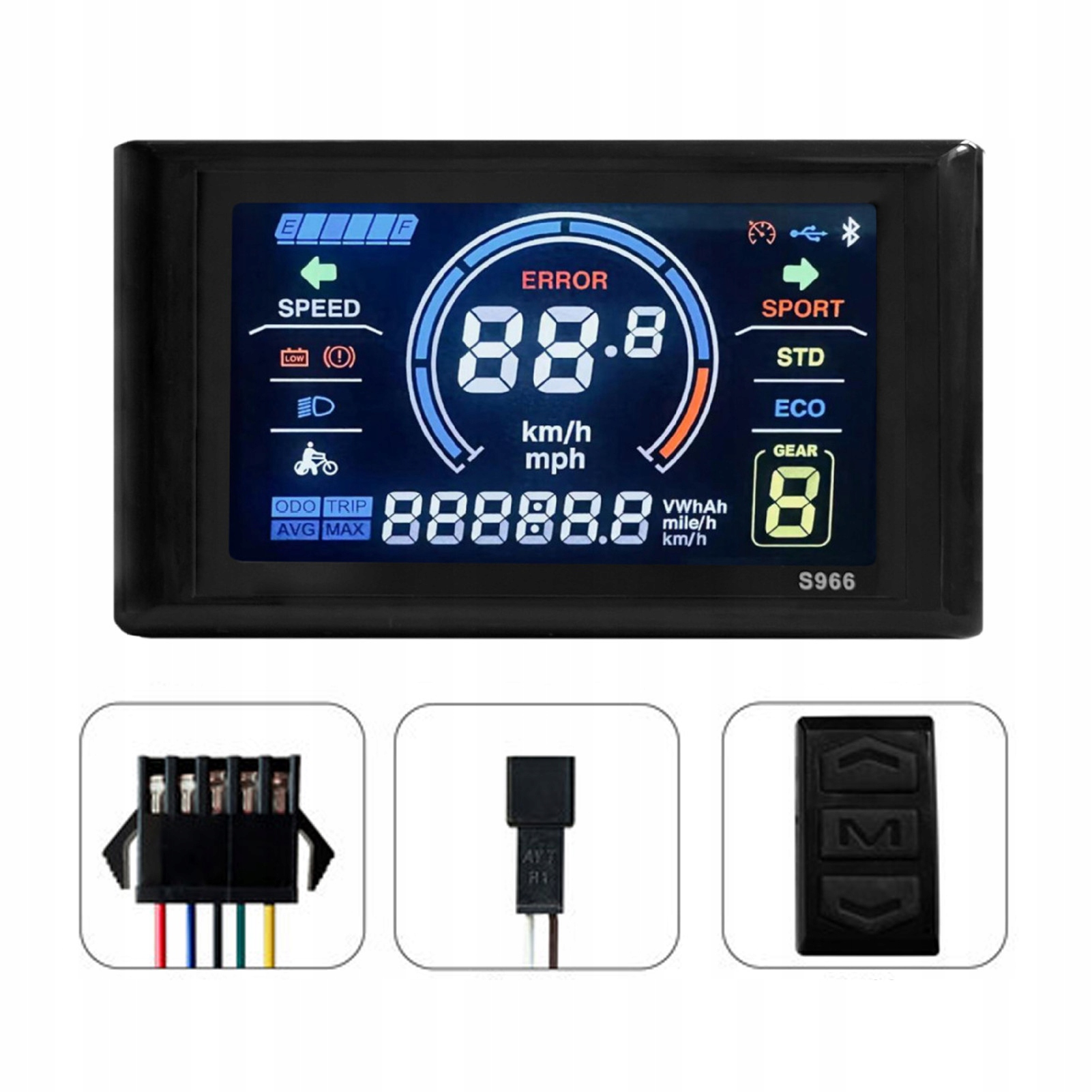 24-72V Ebike LCD Wyświetlacz 5pins LCD-S966 Smart Kolor Scret 1D