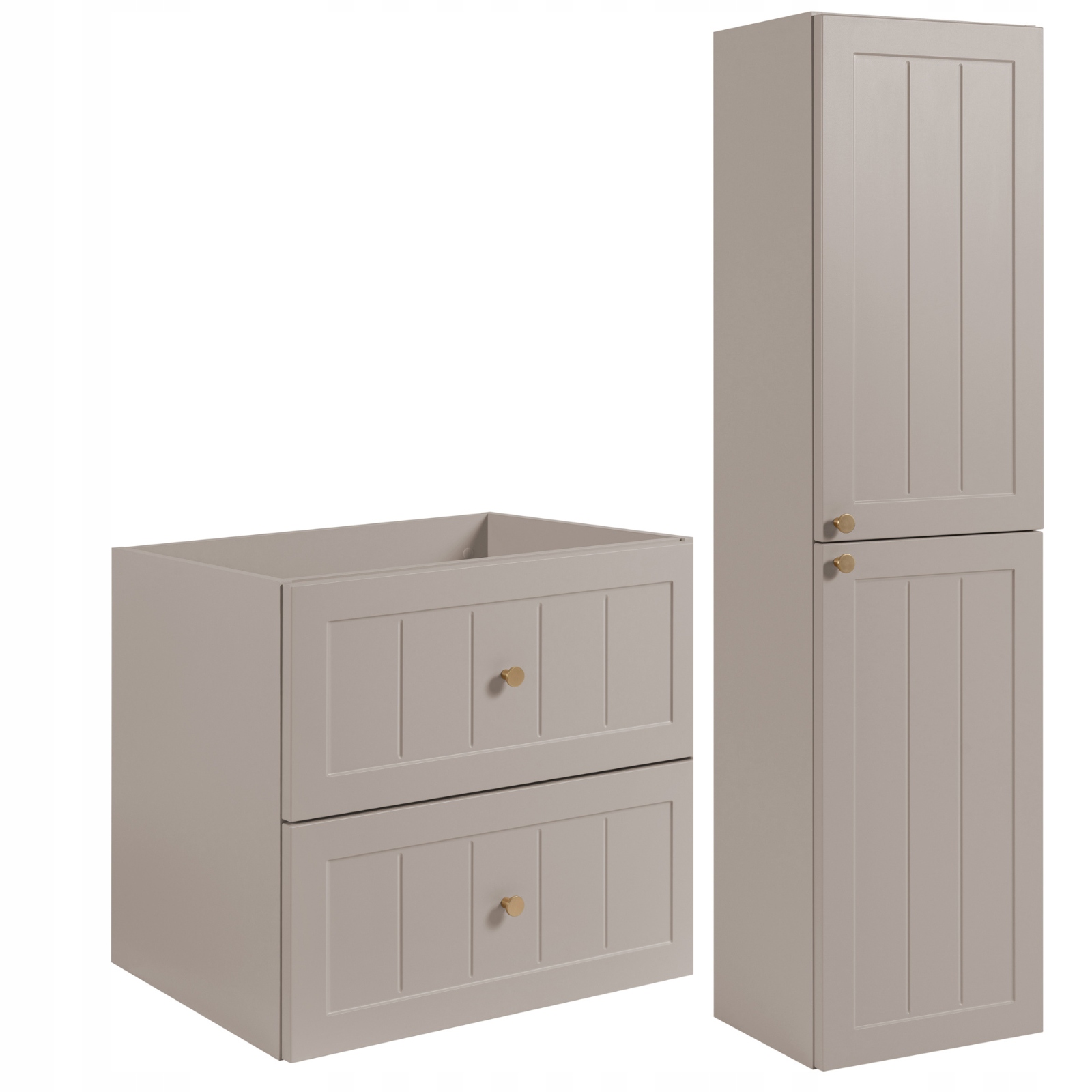 Sada koupelnových skříněk Skříňka 60 Sloupek 136 Kašmír Závěsný knoflík Kov