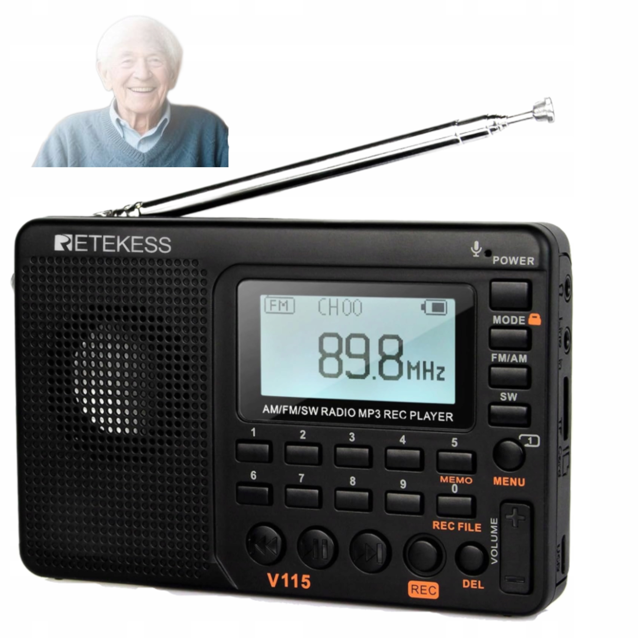 Przenosne Radio Fm/am/sw z Odtwarzaczem MP3 Nagrywaniem Glosu Pamiec Usb Sd