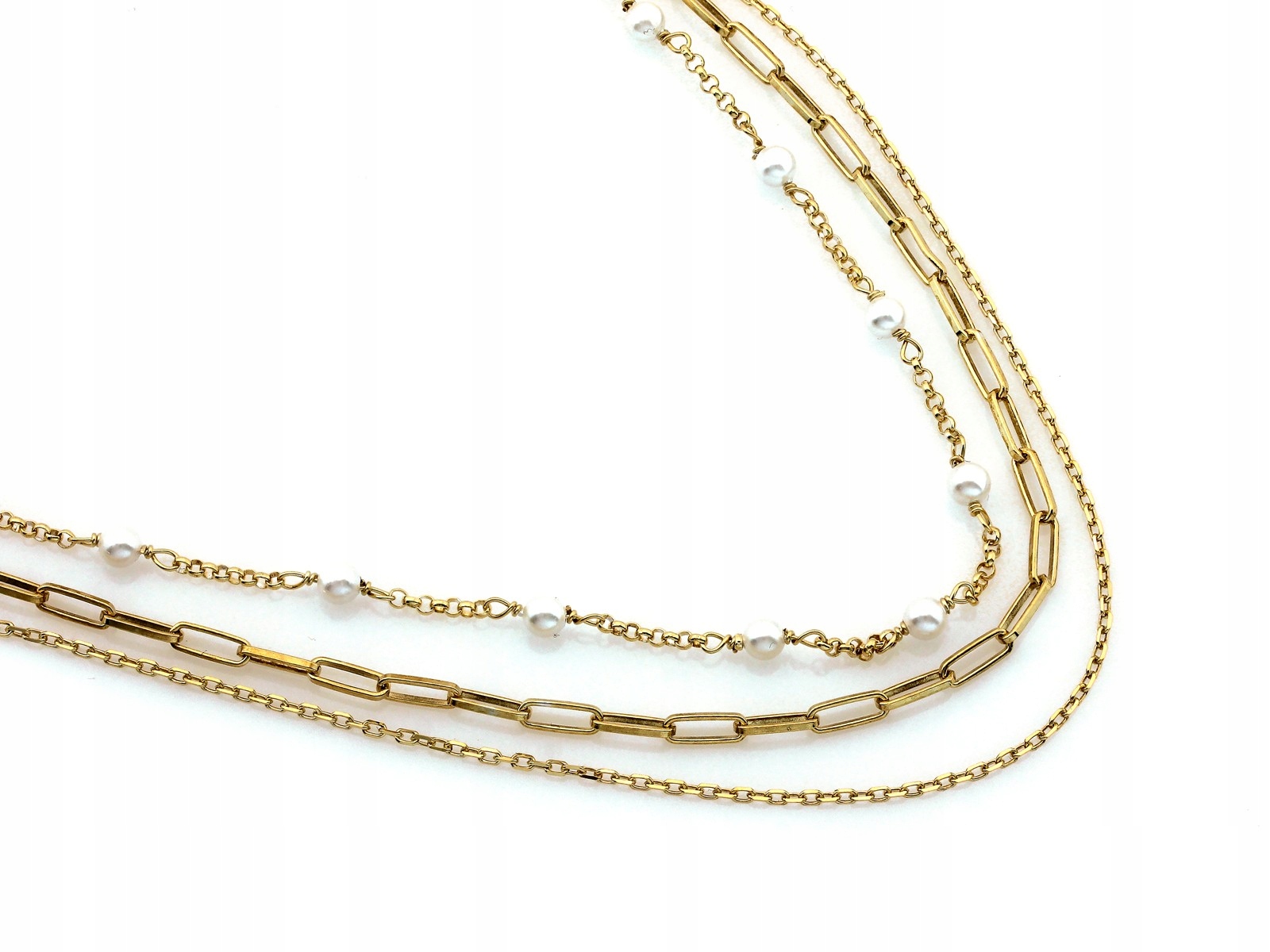 Náhrdelník ze stříbra 925 pro ženy ze tří řetízků s kameny r45