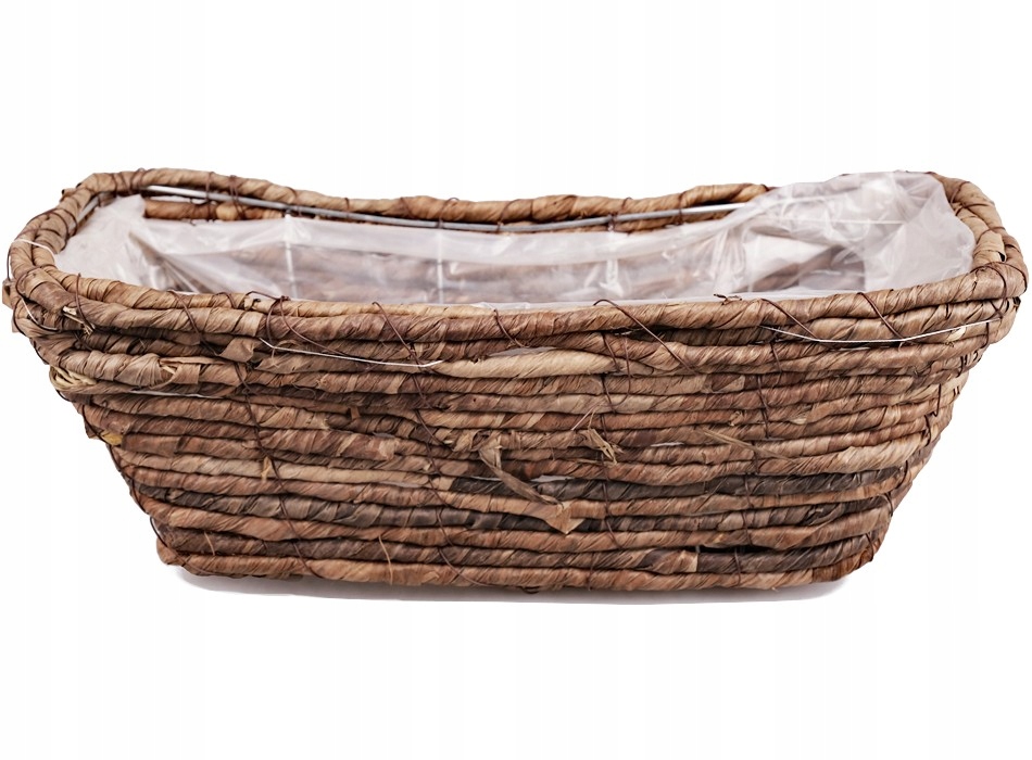 KOSZ KWIETNIK PLECIONY MISA BALKONOWA PLECIONA NA KWIATY ROŚLINY 42 x 19cm