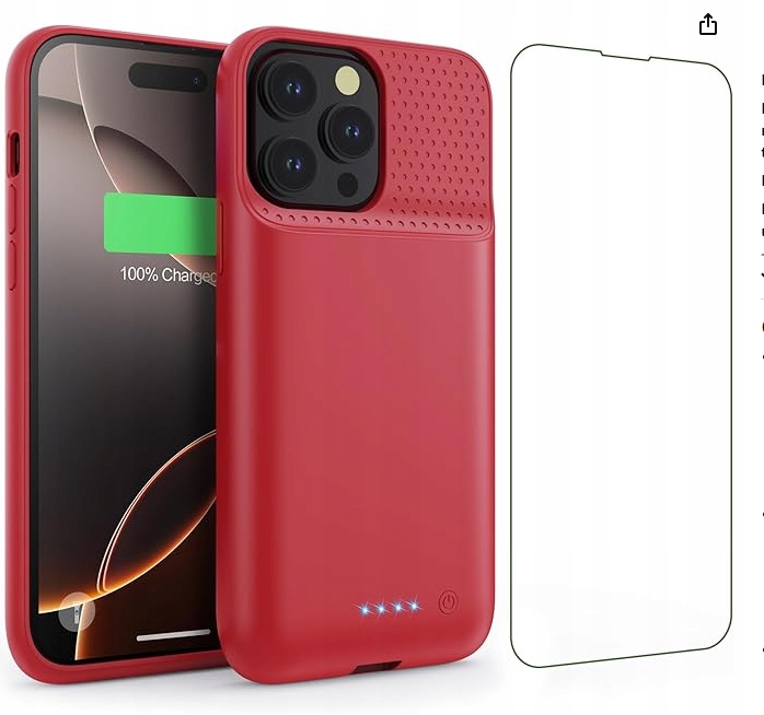 Etui z baterią Feob do iPhone'a 16 Pro Max, mocna