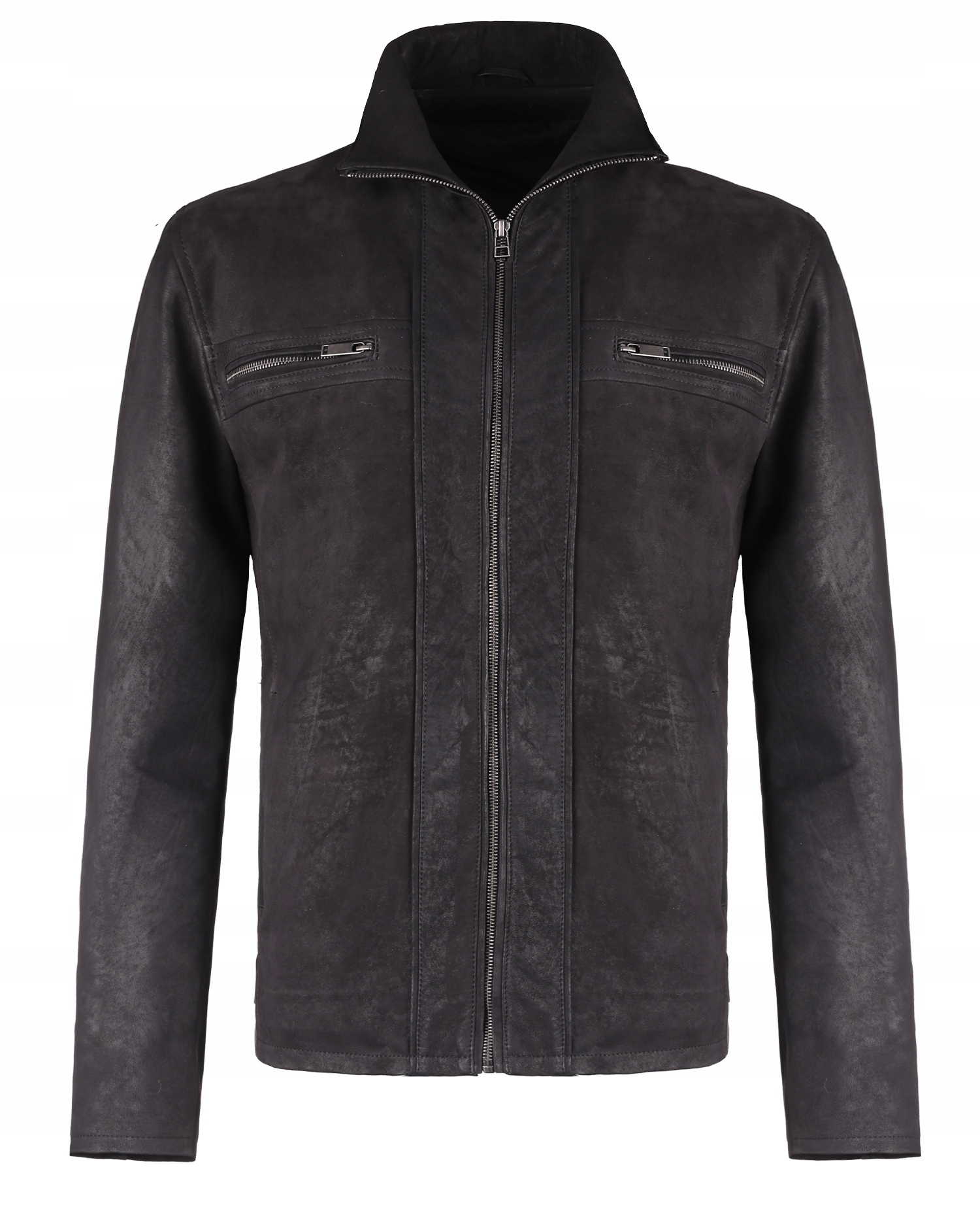 OCIEPLANA SKÓRZANA KURTKA MĘSKA KAROL M SZLIFOWANA CZERŃ