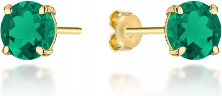 Náušnice zlaté 585 z kolekce „colorful Stone“ – zelený křemen, kolečko 14k
