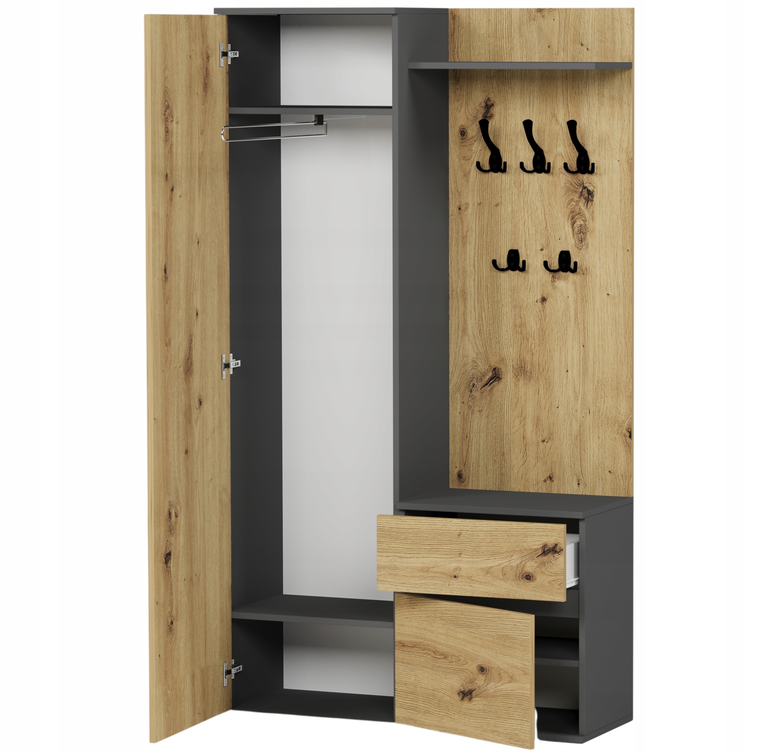 Garderoba szafa lustro wieszak szafka na buty antracyt mix artisan V-5 PL