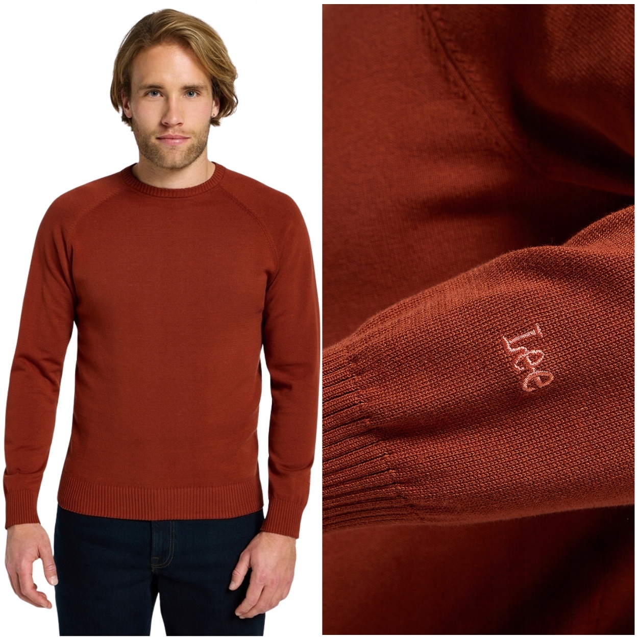 Lee Clean Raglan Sweater Sweet Maple přiléhavý bavlněný červený svetr S