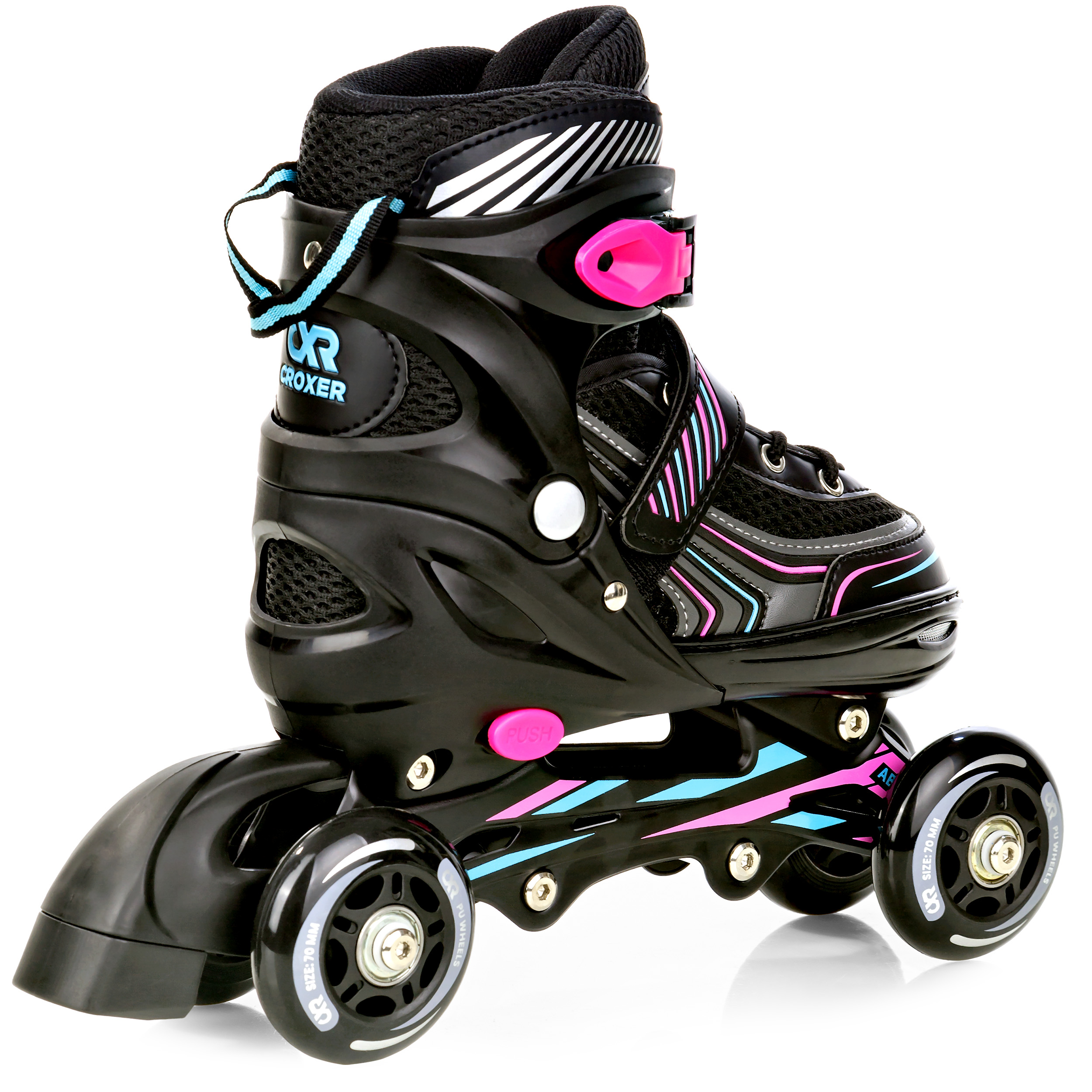 Rolko Wrotki Regulowane 3w1 Croxer Optima Mint/Pink 39-42 Kauczuk Abec7 Rozmiar 39-42