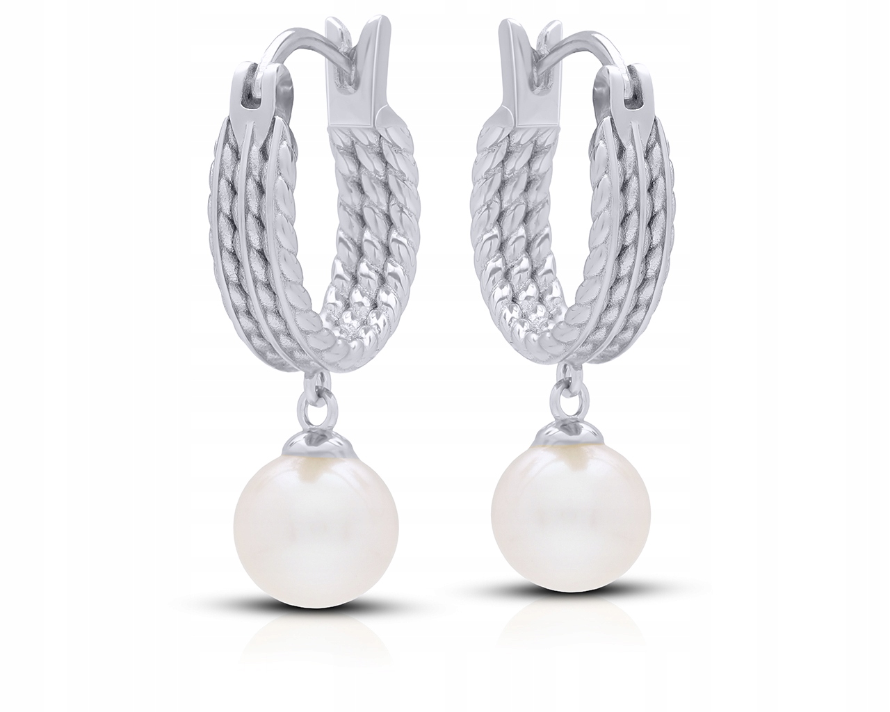 Stříbrné Náušnice Visící přírodní perla Dámská kola 925 Originální