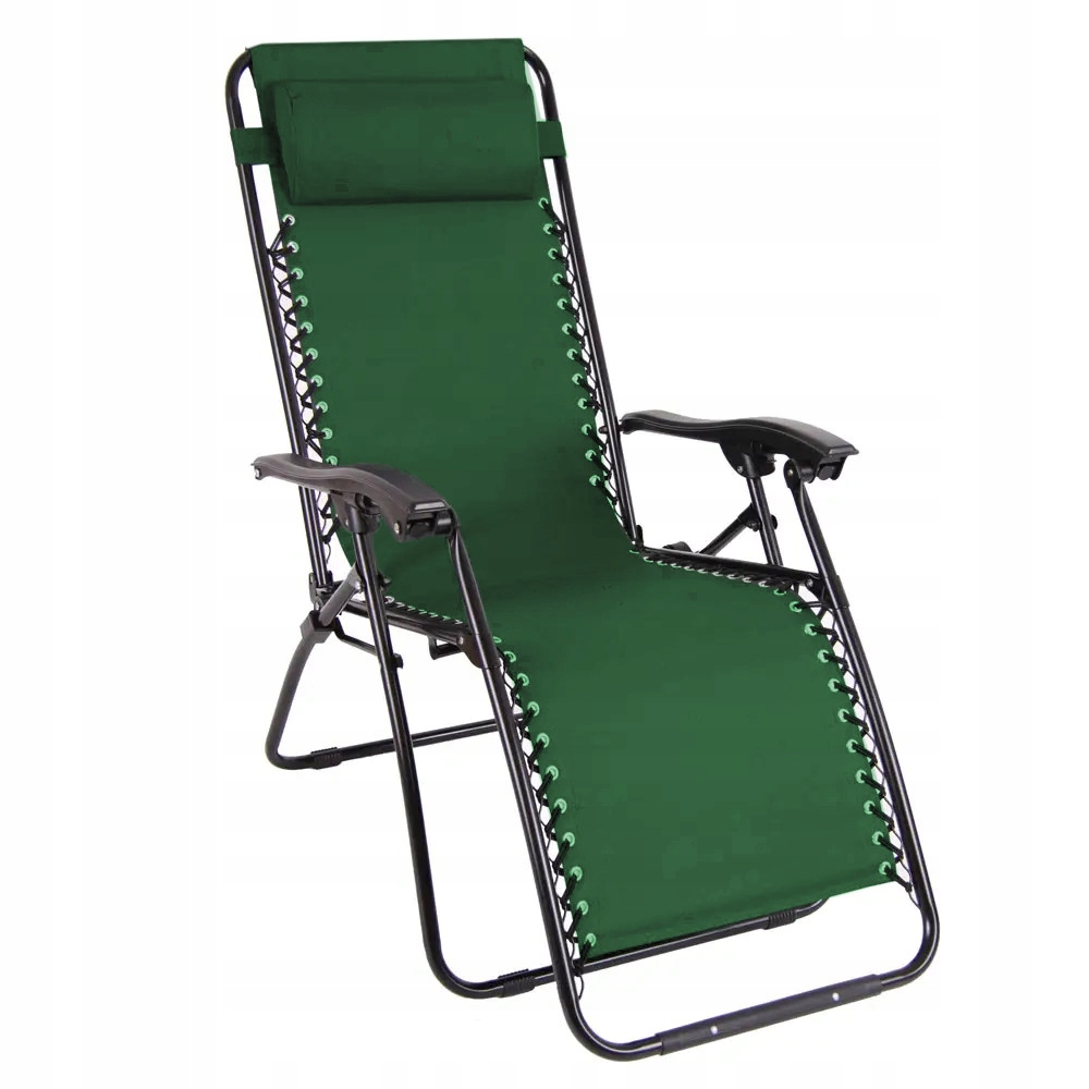 Fotel relaksacyjny leżak Patio Relax metalowy 65x165x114 cm zielony Mocny