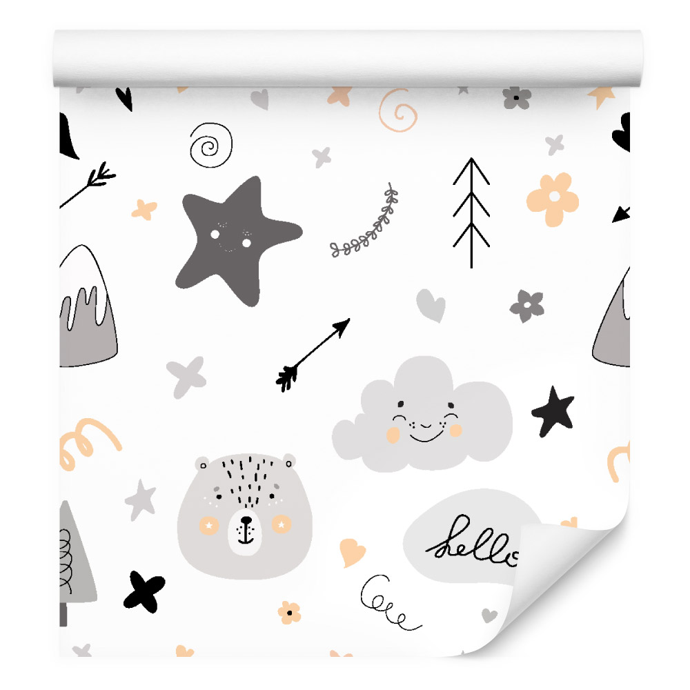 Tapeta pro děti hvězdy mraky skandinávský styl