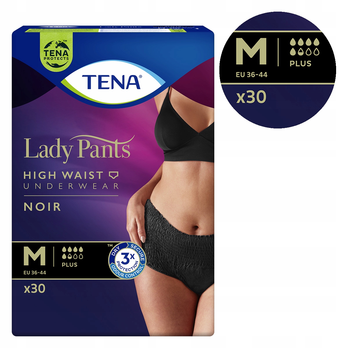 Majtki chłonne Tena Lady Pants Noir czarne M 30szt