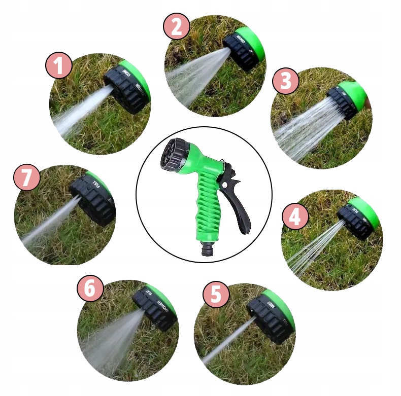 Wąż ogrodowy ROZCIĄGLIWY ELASTYCZNY 30m + ZRASZACZ + PISTOLET + ZŁĄCZKA Marka inna