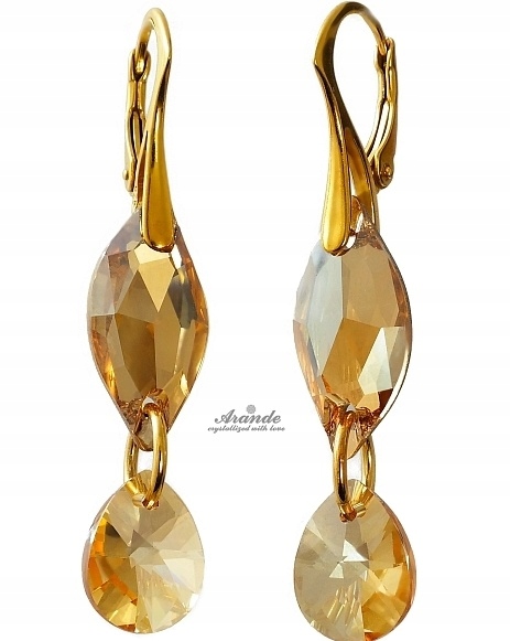 Nové Krystaly Unikát Náušnice Golden Leaf