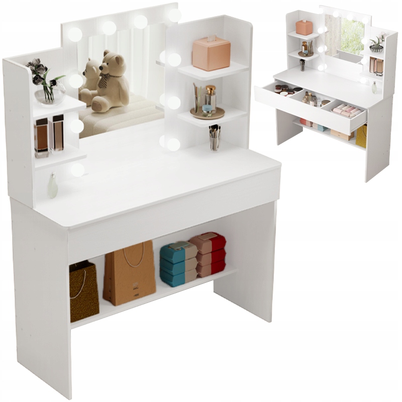 Kozmetická Toaletka Na Make-up S Led Zrkadlom Moderná Loft 110 CM