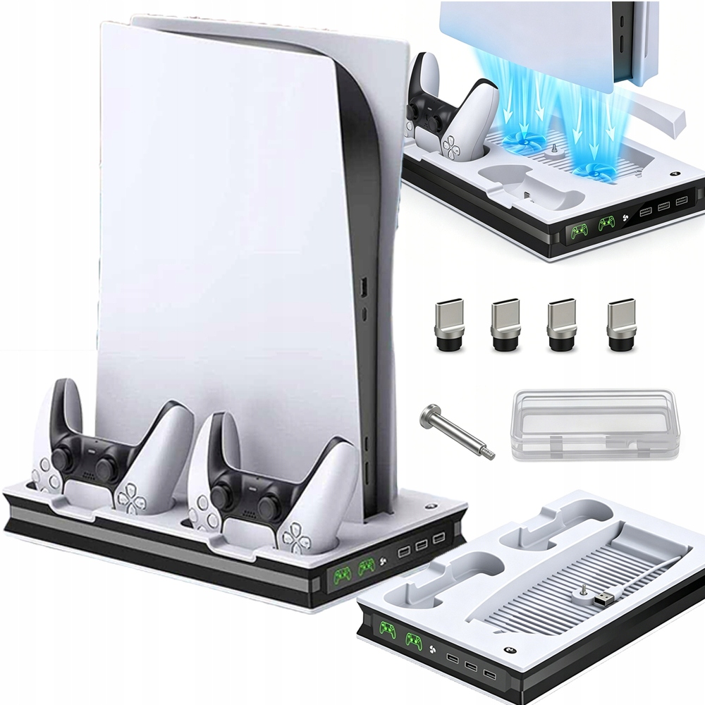 Podstawka Chłodząca Stojak Stacja Dokująca do PS5 PS5 Slim ładująca biały