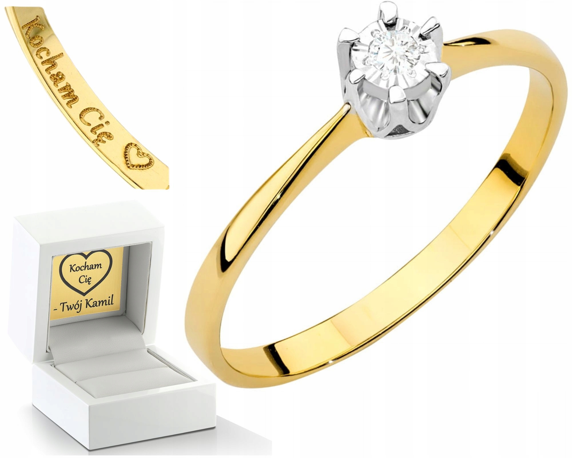 Zlatý Prstýnek S Briliantem Gravírování Bonus 585