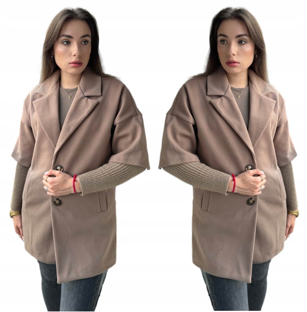 Kabát Dámská Bunda Kabátek Podšívka Svetr Kapsy Béžová Uni