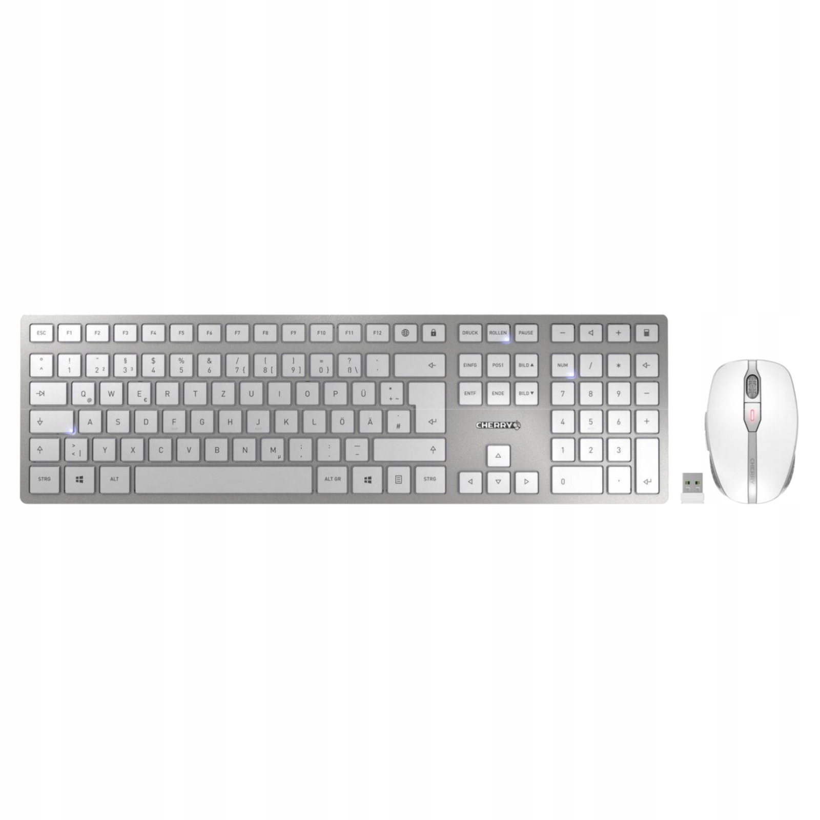 Cherry Dw 9000 Slim Zestaw Bezprzewodowa Klawiatura Myszka Qwerty Srebrny