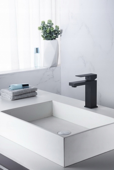 Umyvadlová Baterie Čtvercová Černá Blue Water