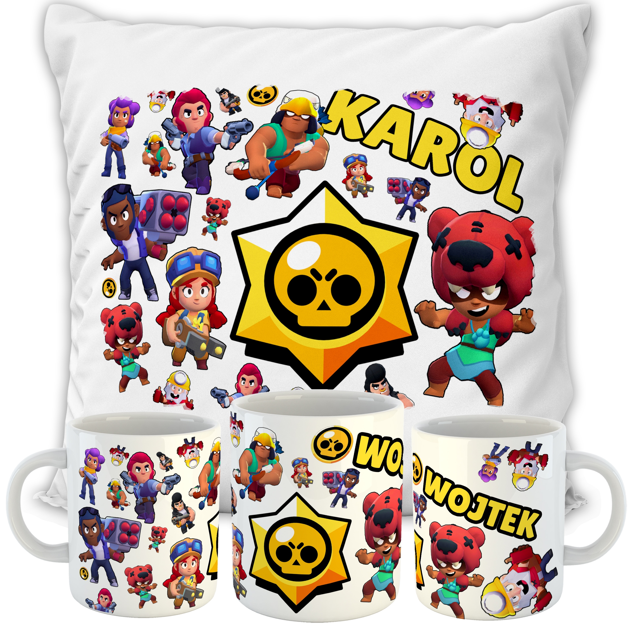 ZESTAW PODUSZKA +KUBEK BRAWL STAR S WZORY