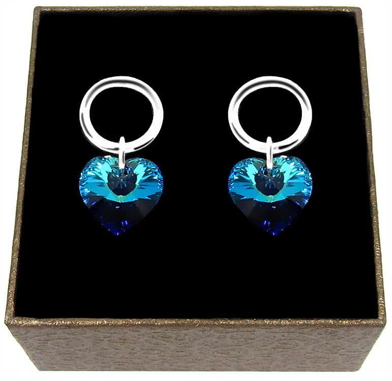 Wiszące Kolczyki Srebrne Serce Swarovski Srebro Próby 925 Sztyfty A14