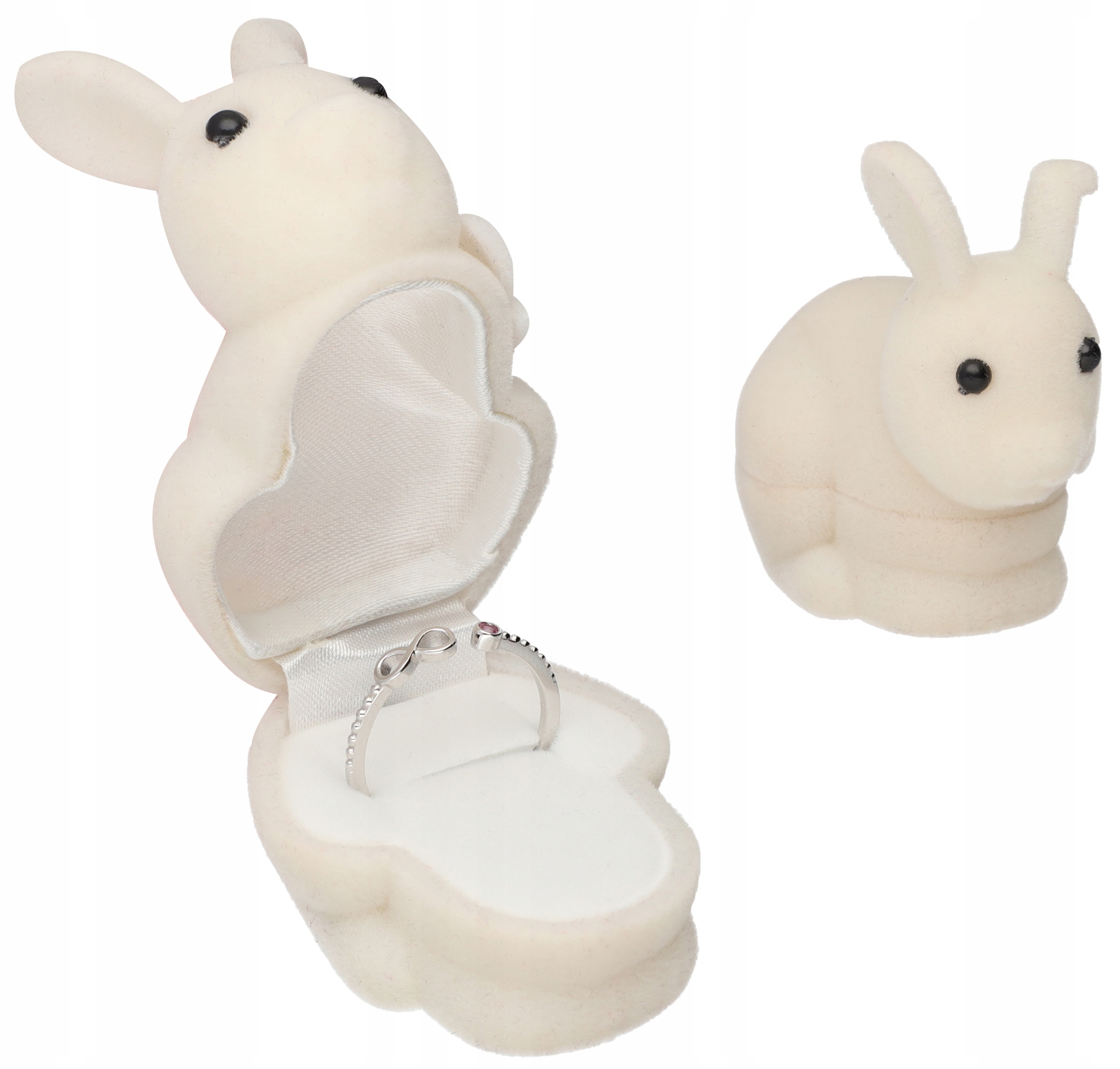 Krabička Krabička Na Prstýnek Náušnice Velurové Ecru