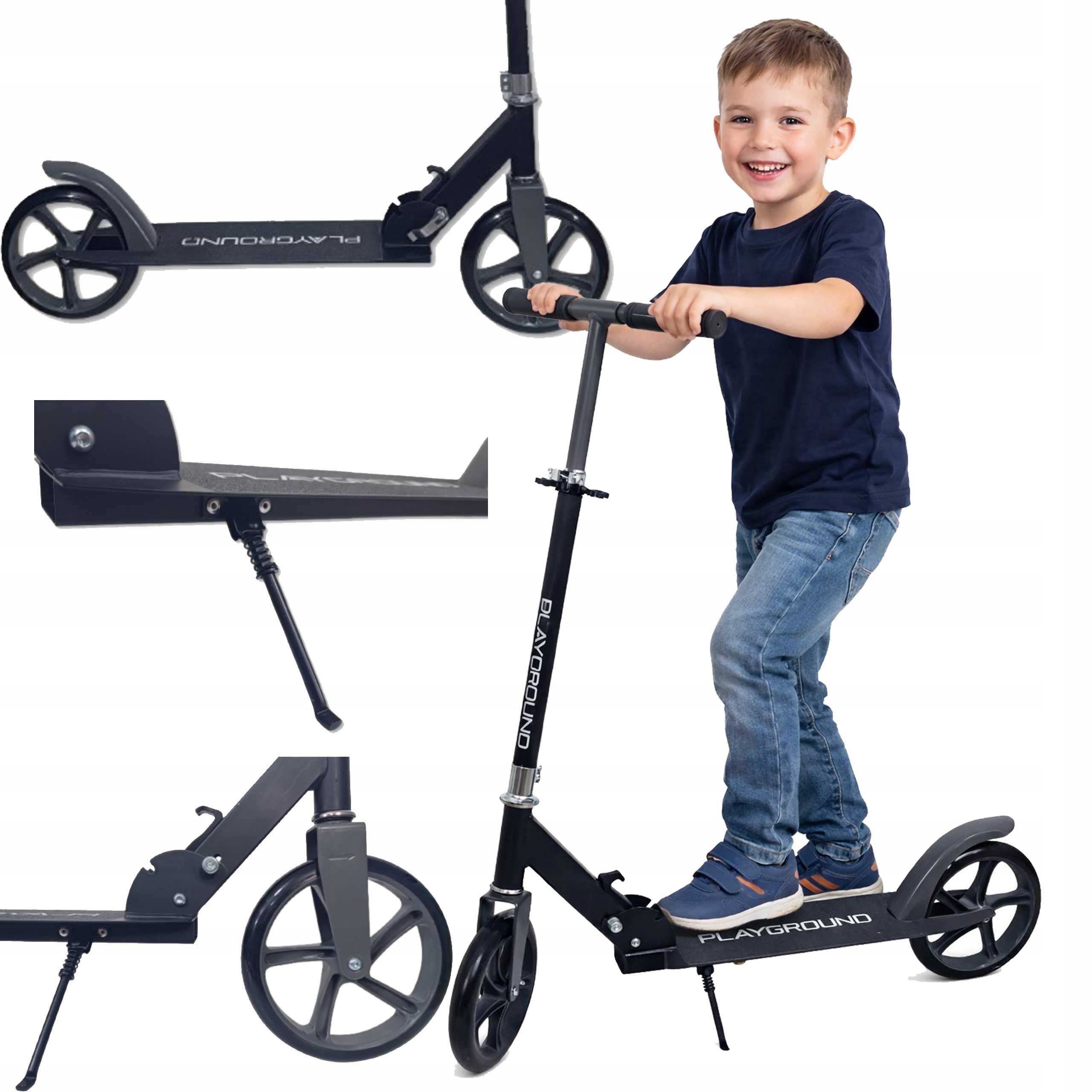 Składana Hulajnoga Dla Dzieci I Młodzieży Playground Czarna Hamulec Stopka