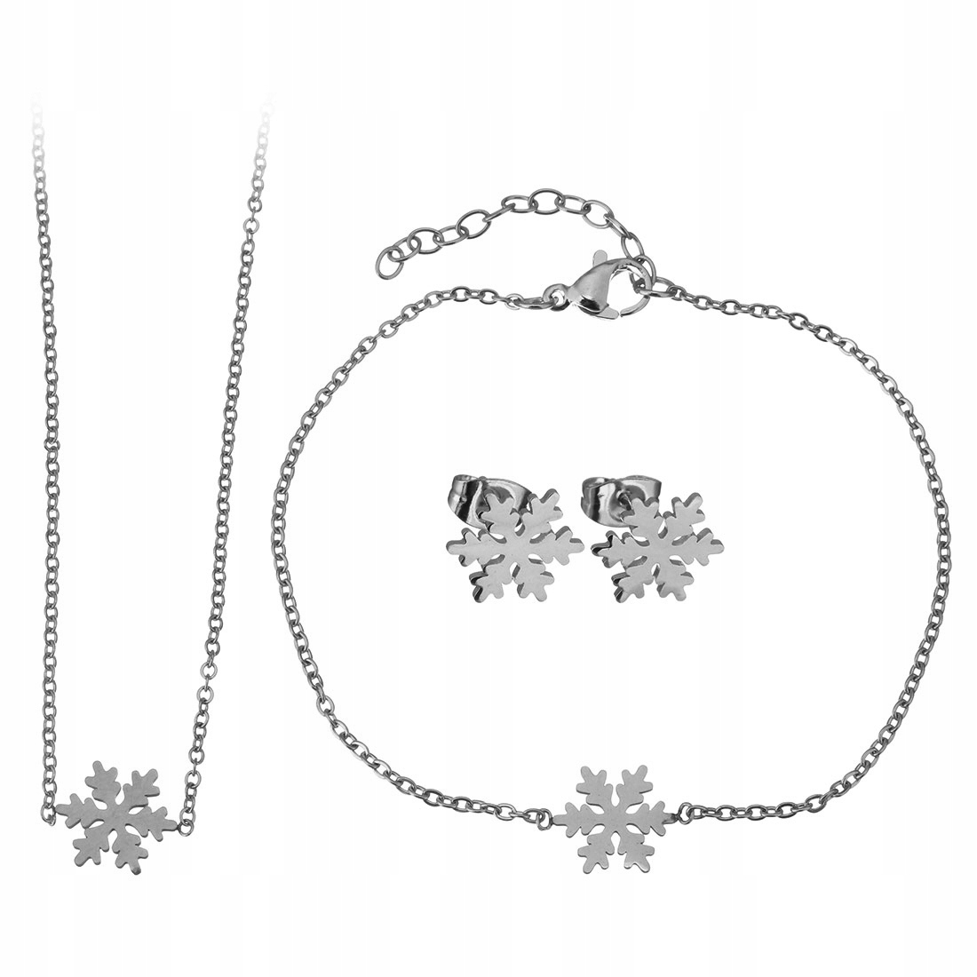 

Srebrny Komplet 3W1 Śnieżynka Stal 316L KP21C