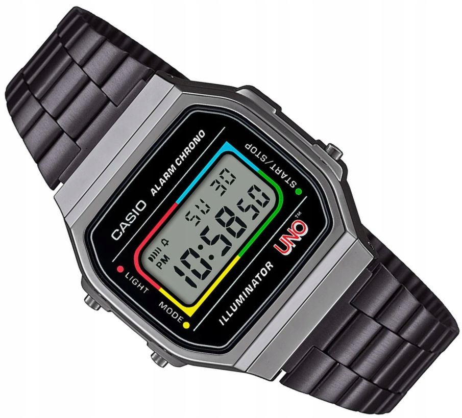 Originální Hodinky Casio A168WEUC-1AER Digitální Vintage Karty Uno 1979 +box