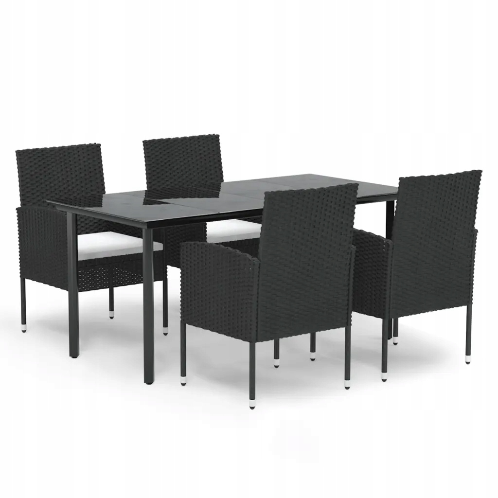 Zahradní nábytek set s černým stolem 160x80 cm a čtyřmi židlemi