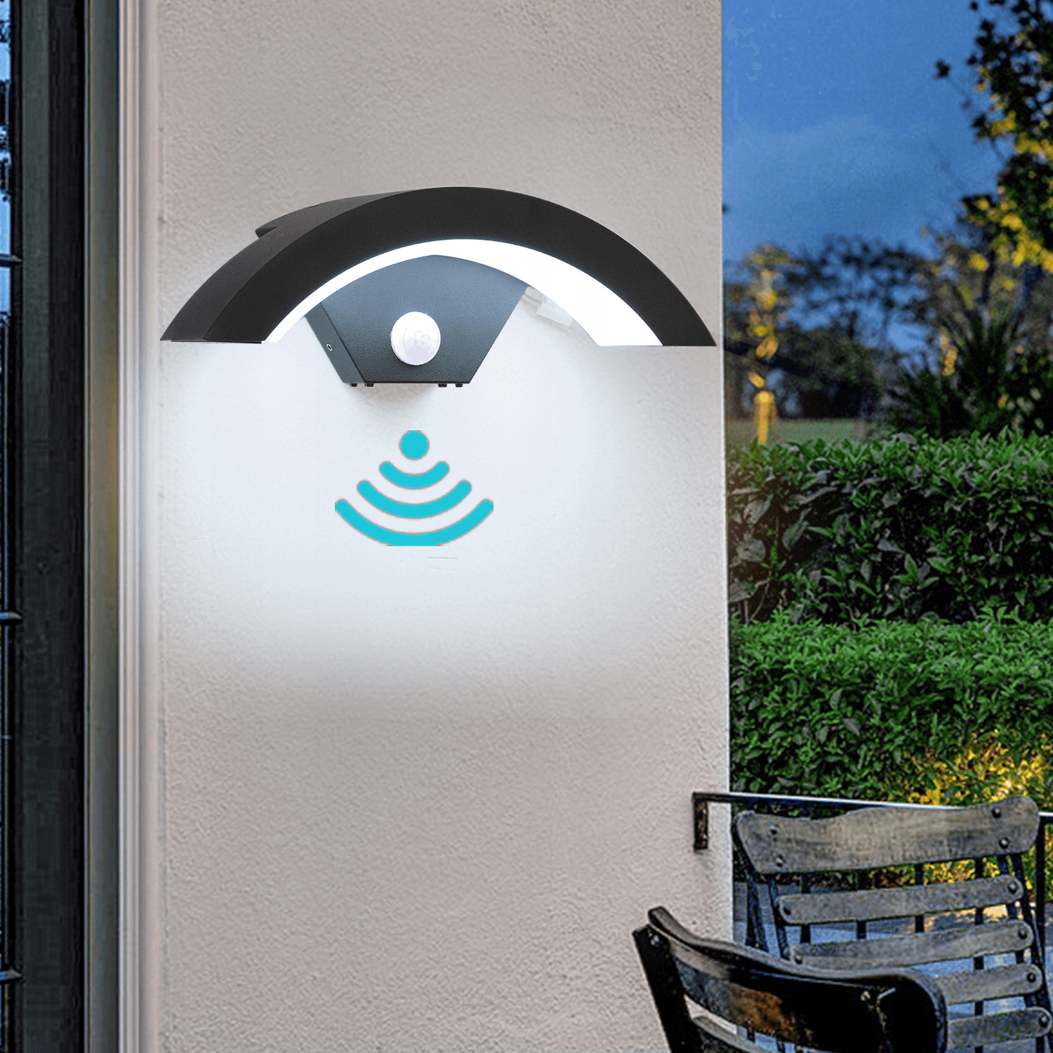 Led Nástěnná Lampa S Pohybovým Senzorem IP65 18W 6000K Venkovní Černá