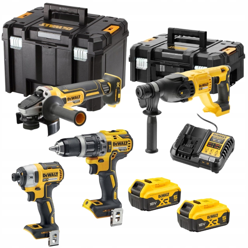 Zestaw elektronarzędzi DeWALT DCD796+DCH133+DCF887+DCG405 18V Xr 2x5Ah