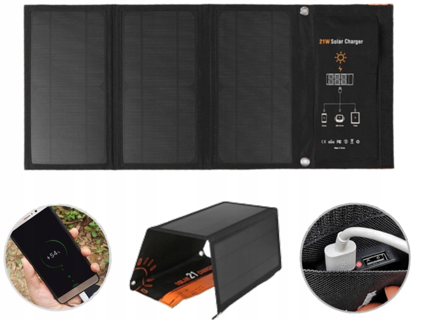 PANEL ŁADOWARKA SOLARNA PRZENOŚNA 21W 2x USB