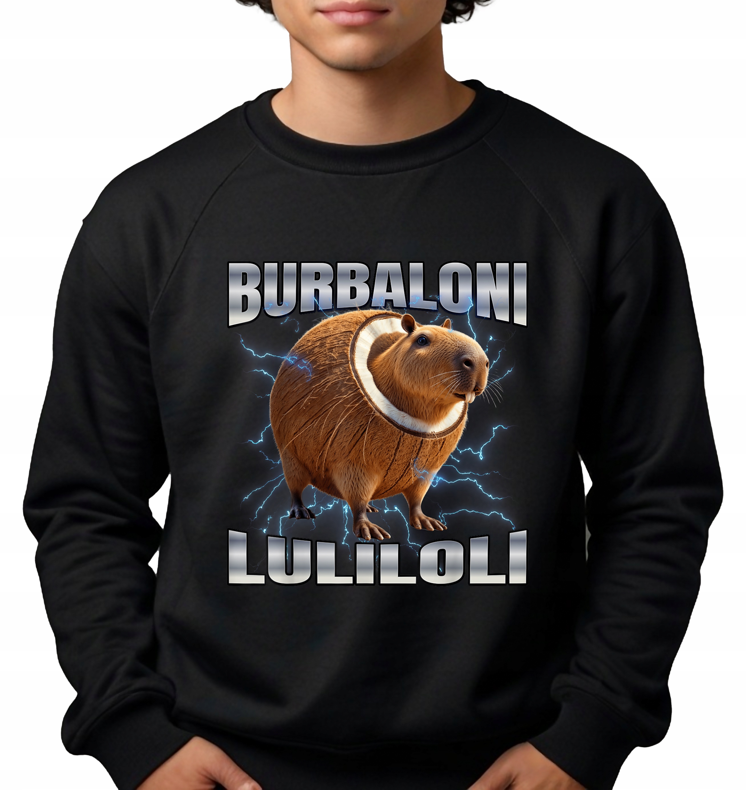 Pánská Mikina Černá Dárek Brain Rot Tiktok Trend Burbaloni Luliloli Vel L