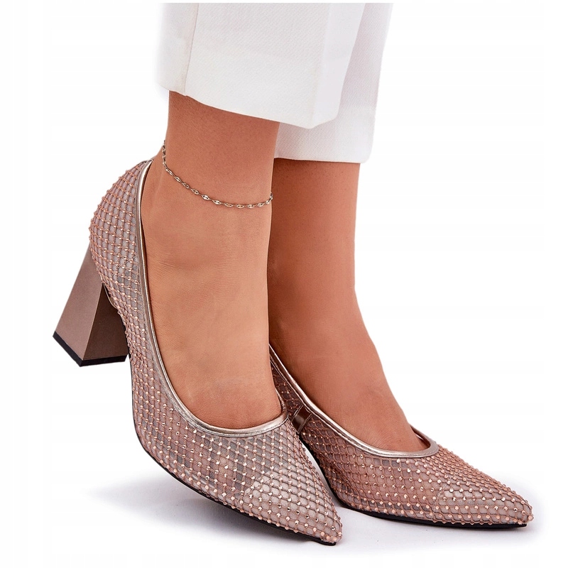 Síťované Lodičky Se Zdobením Na Sloupku Vinceza 62211 Béžové 38