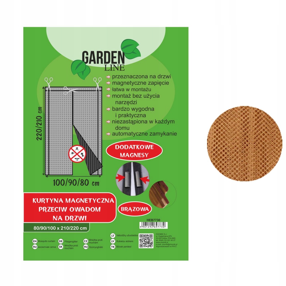 Moskitiera do drzwi 90 cm x 210 MAGNETYCZNA Marka inna