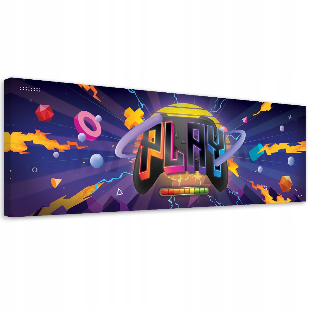 Obraz, symboly hry neon 120x40