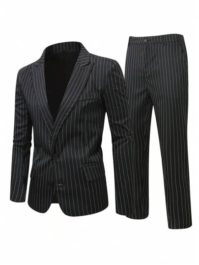 Shein Pánský Oblek S Klasickými Pruhy 6XL