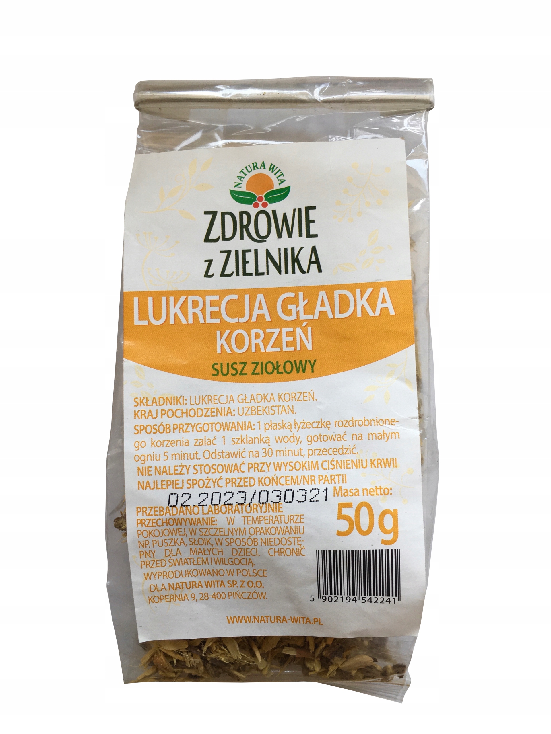 

Lukrecja Gładka Korzeń Susz Ziołowy 50g NaturaWita