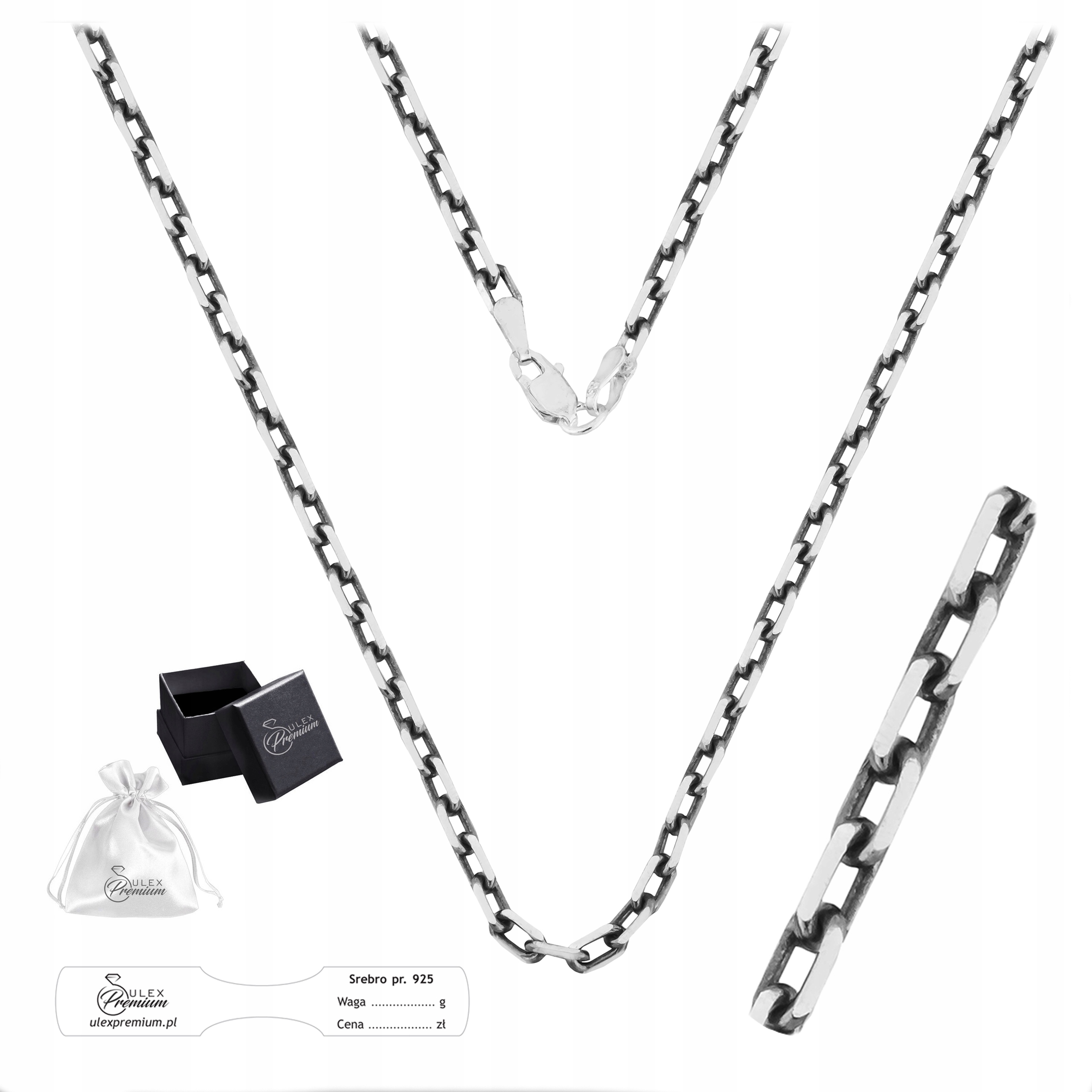 Řetízek stříbro ryzost 925 Oxidovaný splétaný Ankr pro přívěsky| 50 cm x 3 mm