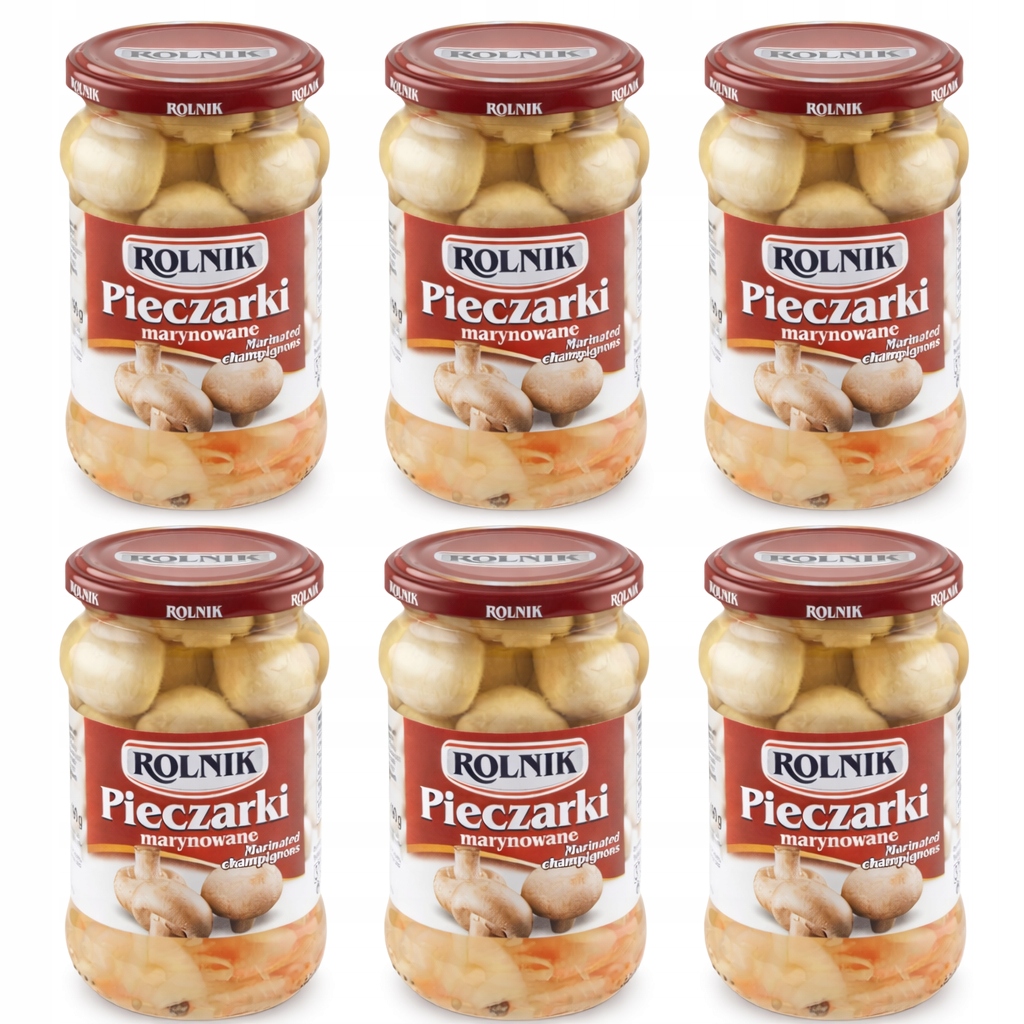 Levně Žampiony celé marinované do salátů se zeleninou Houby 6 x 370 ml Rolnik