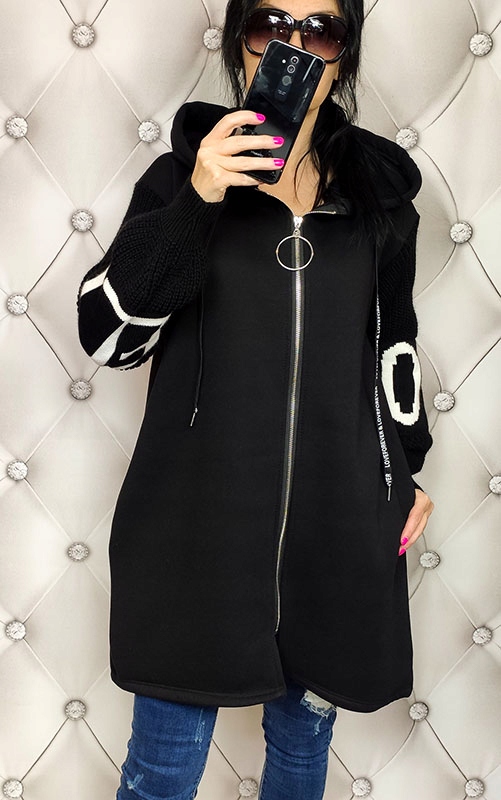 BLUZA BAWEŁNIANA DUŻE ROZMIARY PLUS SIZE Z KAPTUREM NA ZAMEK DŻETY 44 46 Rozmiar 46