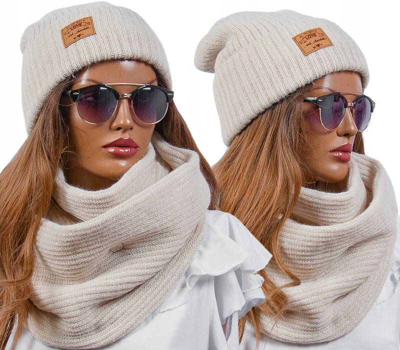 POLSKI Komplet CZAPKA beanie + KOMIN DUŻY ZIMOWY