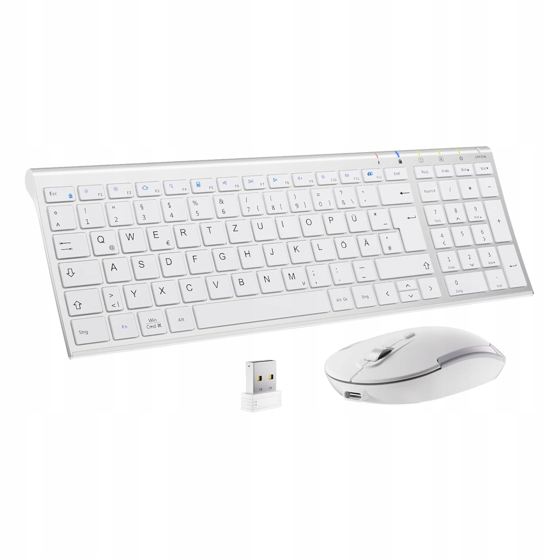 Bezprzewodowa Klawiatura iClever Qwertz Z Myszą 2.4G Ultra Cienka Biała