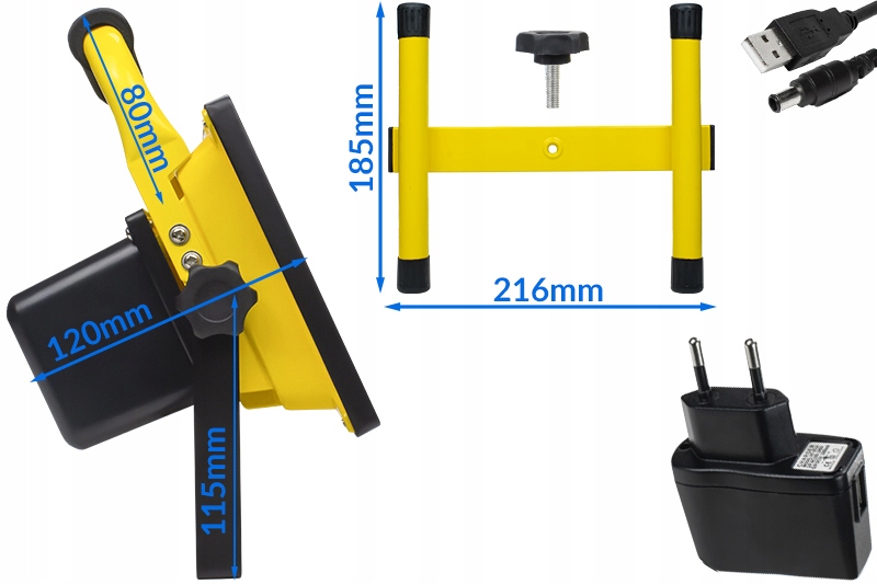 NAŚWIETLACZ AKUMULATOROWY LED HALOGEN BUDOWLANY SIECIOWO-AKUMULATOROWY IP65 Marka Decorya