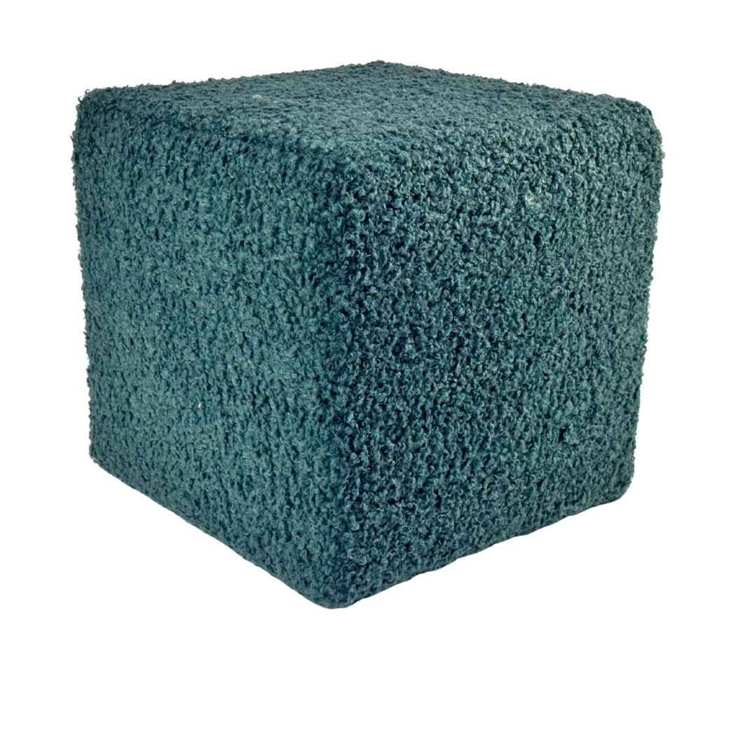 Taburet čtvercová rolf teddy bouclé beránek mořská barva