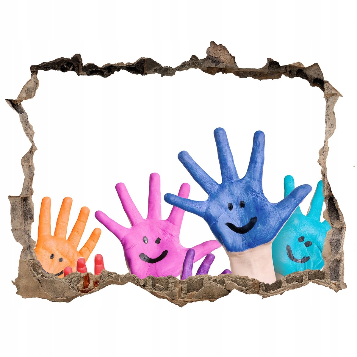 

Dziura 3d fototapeta ścienna Pomalowane dłonie