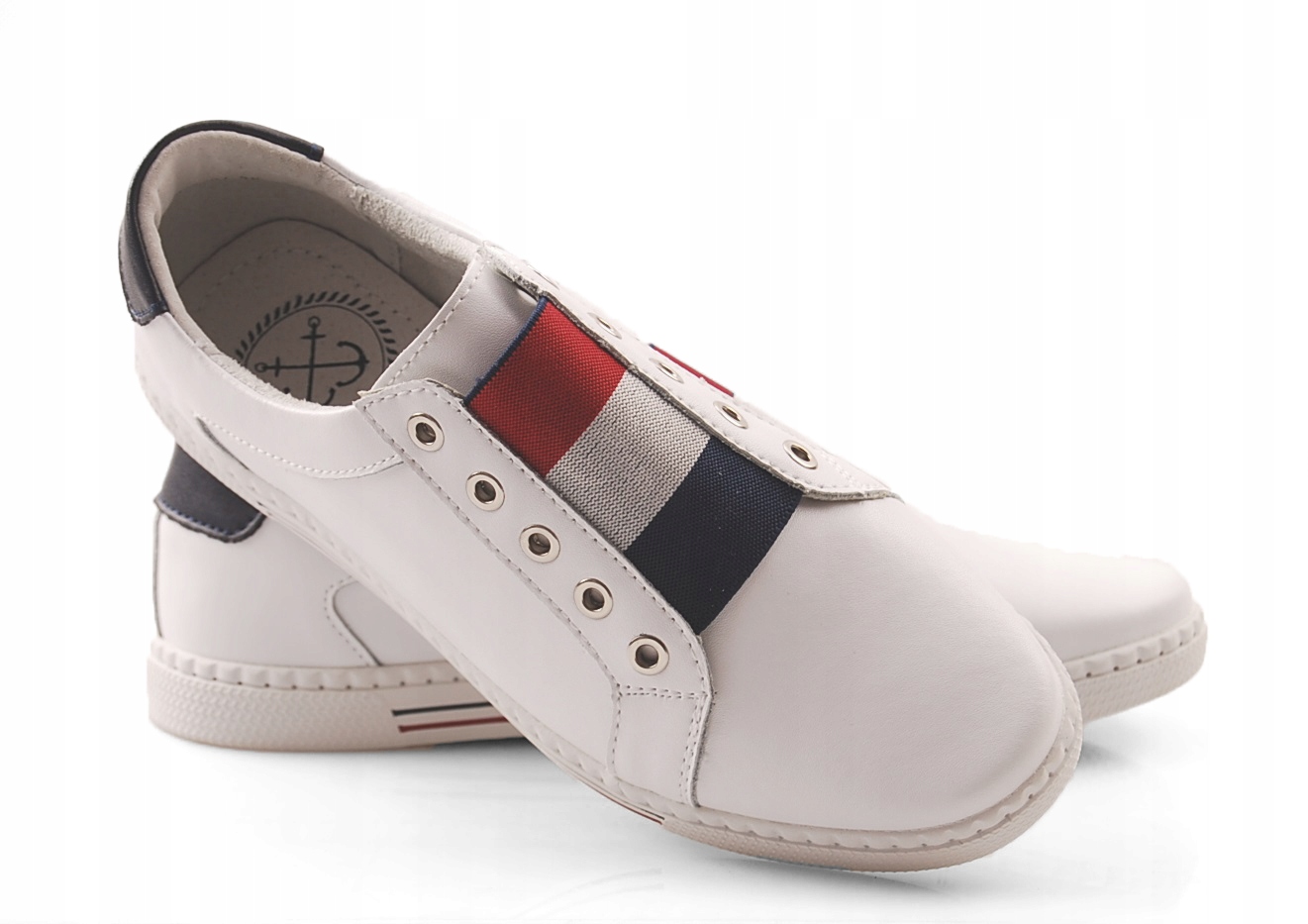 

Filippo DP2155 Białe Skórzane Trampki Slip On 38