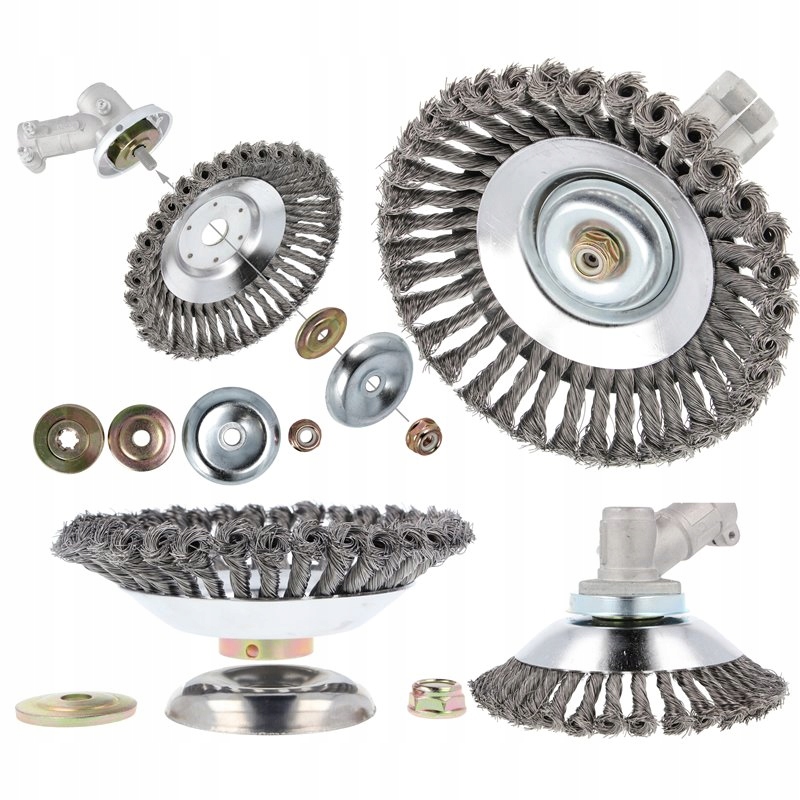 SZCZOTKA DRUCIANA 200MM TARCZA DO KOSY SPALINOWEJ + PODKŁADKI ZESTAW!!! Marka inna