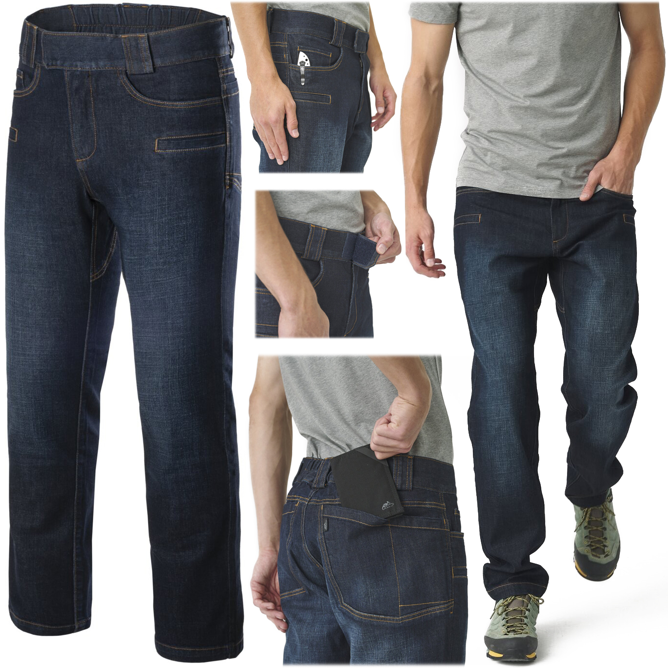 Helikon Kalhoty Greyman Tactical Jeans Denim Mid Dark Blue vel. 4XL